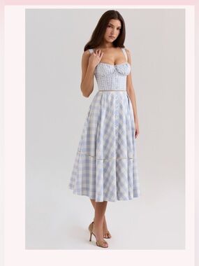 House of CB “ Chiarina” Blue and White Gingham dress